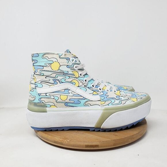 Vans Sk8-Hi Stackform Shoe Women 7.5 Blue Yellow Change Platform Tapered Sneaker - Picture 7 of 13